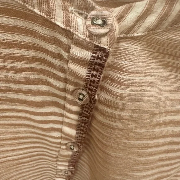 Ulla Johnson Tan Striped Button-Up Blouse - Picture 6 of 6